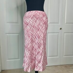 Pink Tweed Flared A-line Skirt